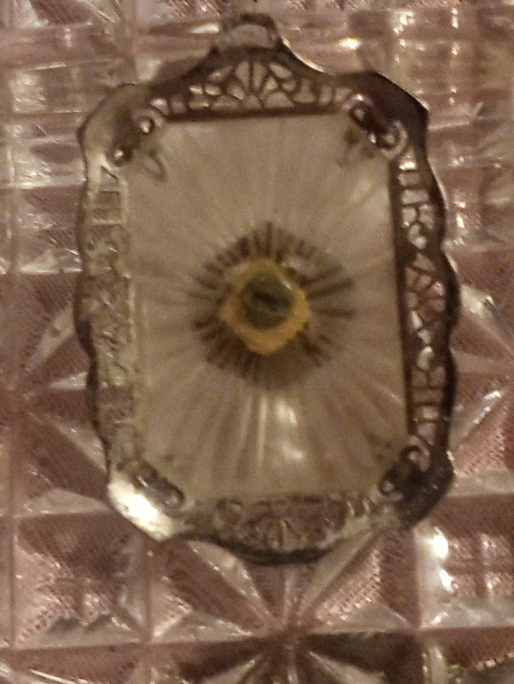Antique Sterling Silver Filigree Pendant with Cloisonné Enamel Floral Motif