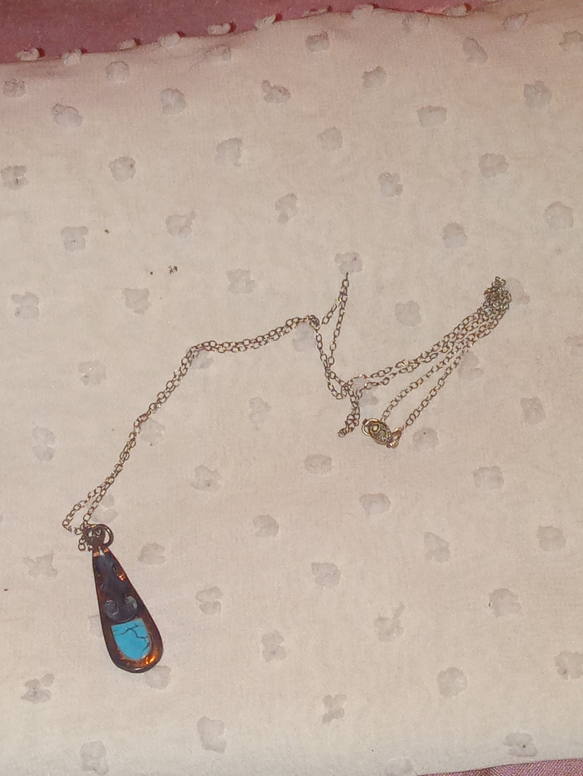 Sterling Silver Turquoise Teardrop Pendant Necklace — Vintage Boho