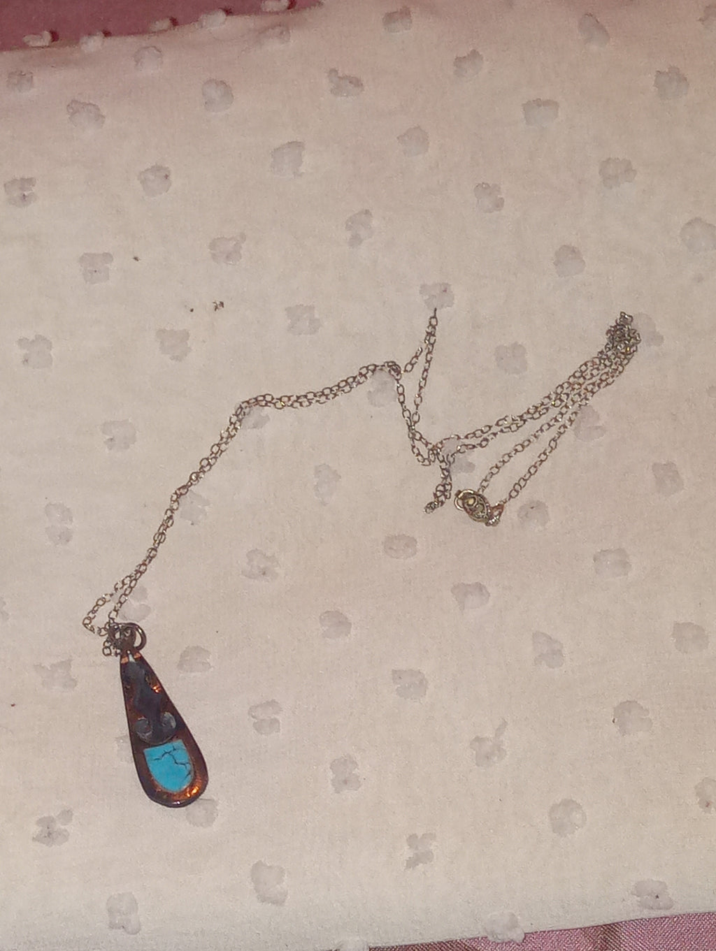Sterling Silver Turquoise Teardrop Pendant Necklace — Vintage Boho