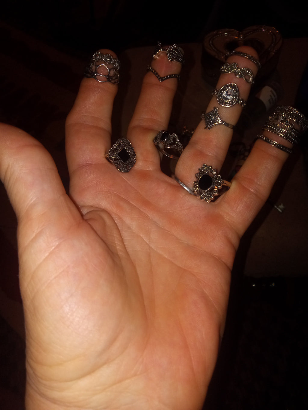 Vintage-Style Silver-Tone Ring Lot — 20+ Piece Set (Size 9)