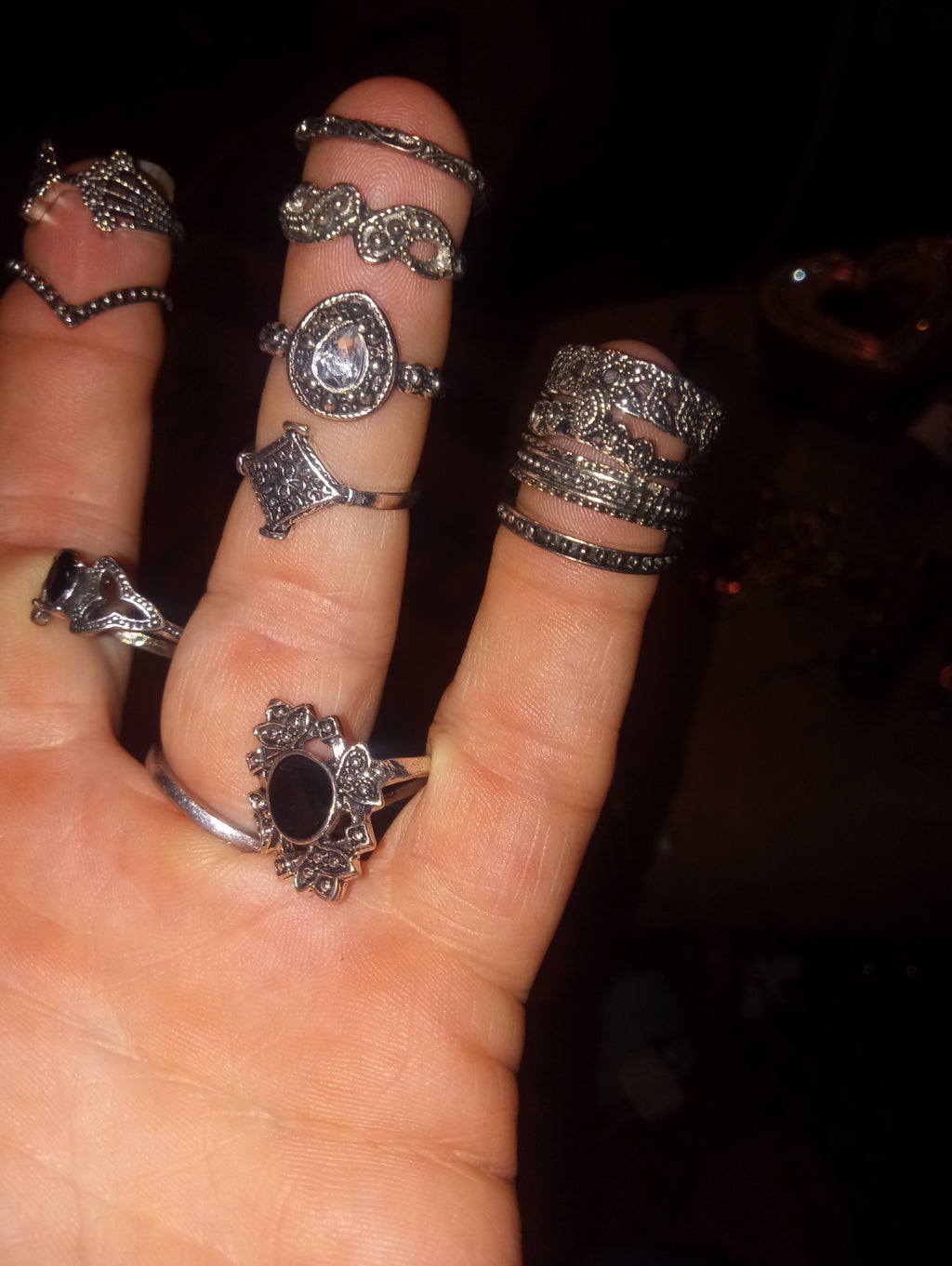 Vintage-Style Silver-Tone Ring Lot — 20+ Piece Set (Size 9)