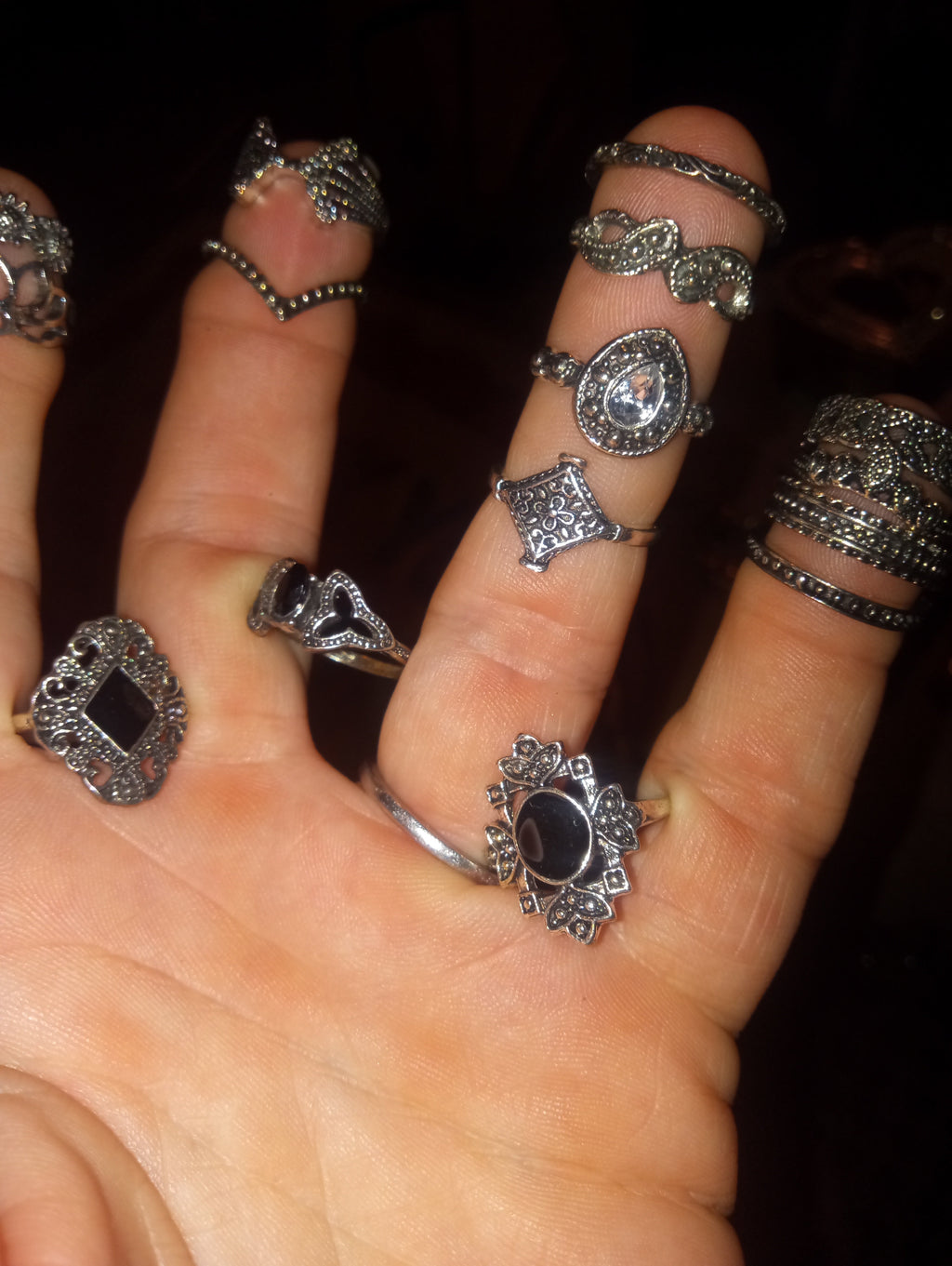 Vintage-Style Silver-Tone Ring Lot — 20+ Piece Set (Size 9)